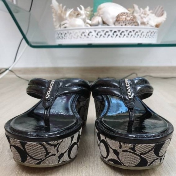 COACH Nella Patent Leather Strap Platforms, EUC - Picture 1 of 14